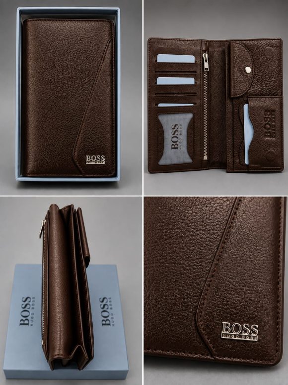 Premium Chocolate Brown Leather Wallet for Men – Stylish Long Wallet 1